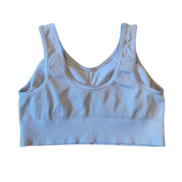 Aerie Ribbed Sports Bra Size XL – Light Gray – Removable Padding 718B - Picture 4 of 5